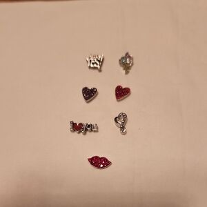 Assorted Love-Themed Charm Set - Pink & Red Glitter Accents